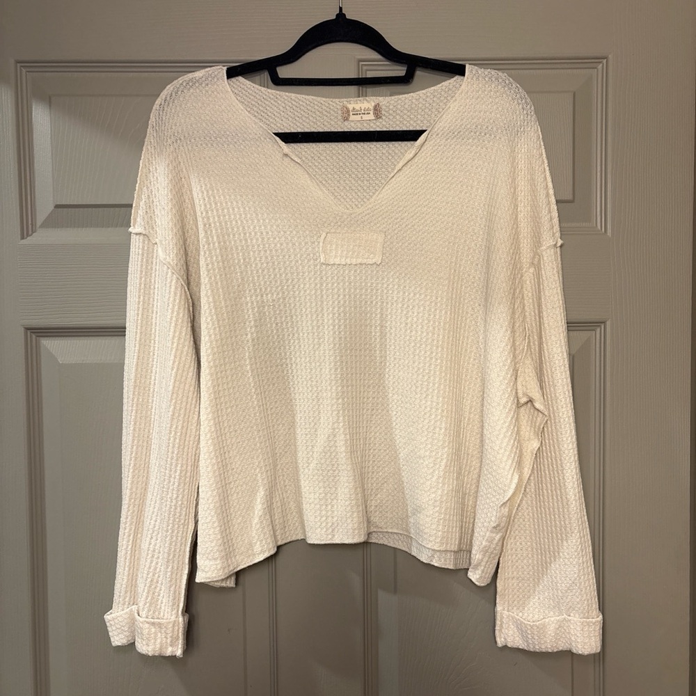 American Eagle Cream Button-Down Knit Cardigan - image 3